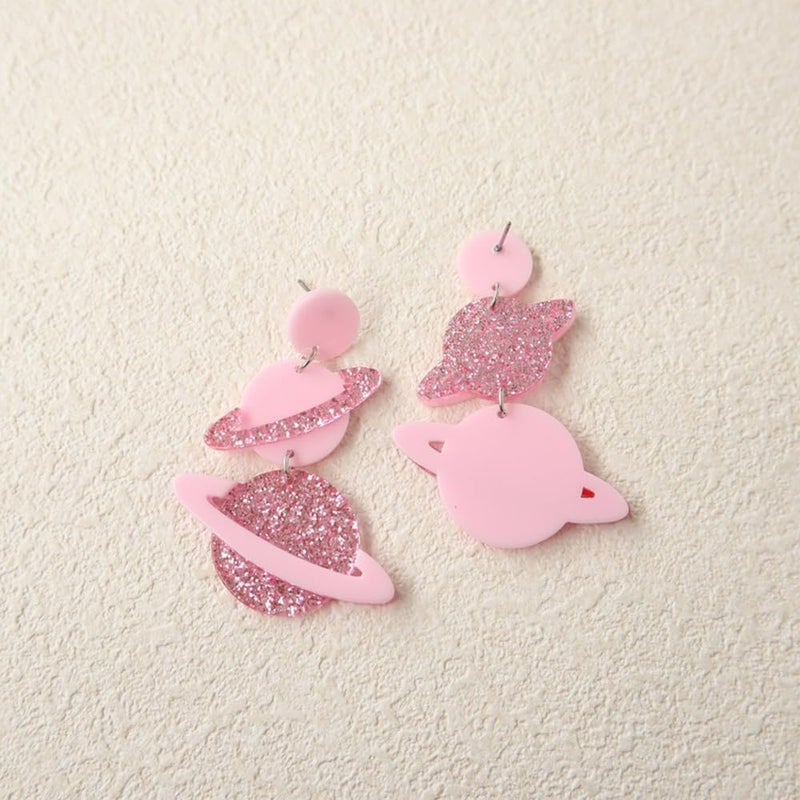 Dtja Exaggerated Acrylic UFO Dangle Earrings for Women Girls Funny Cute Big Blue Spaceship Aliens Moon Star Celestial Drop Dangling Hook Stud Lightweight Y2K Earring Fashion Weird Aerospace Theme Gifts Souvenirs - Image 5